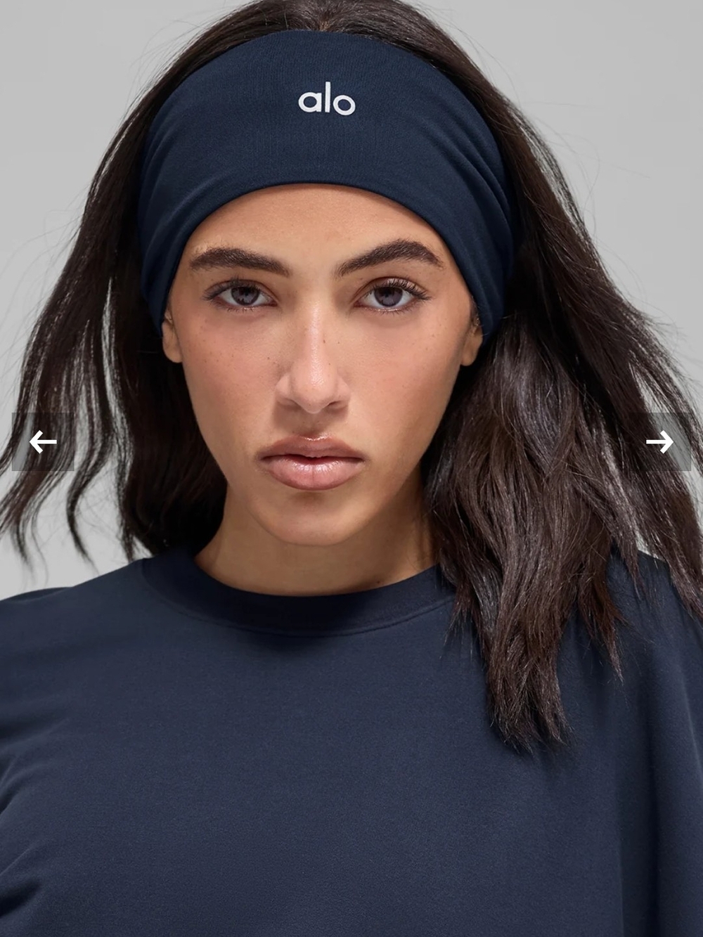 Alo Wide Navy Logo Headband